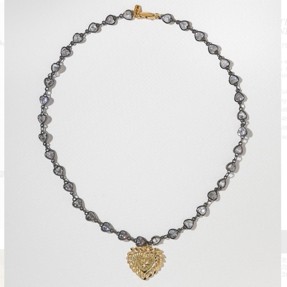 Vanessa Mooney crystal heart necklace / choker